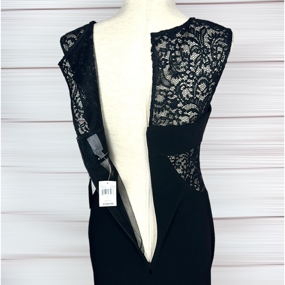 NWT Vera Wang Little Black Cocktail Sheath Dress Sleeveless Lace Panels US 6 - Picture 9 of 13
